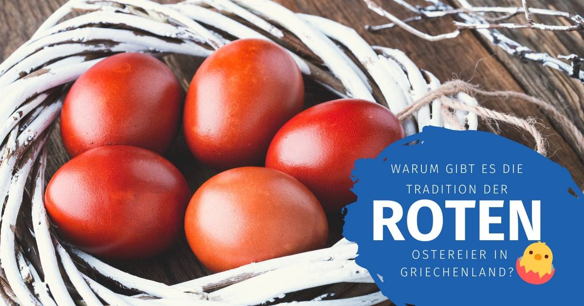 Rot gefärbte griechische Ostereier
